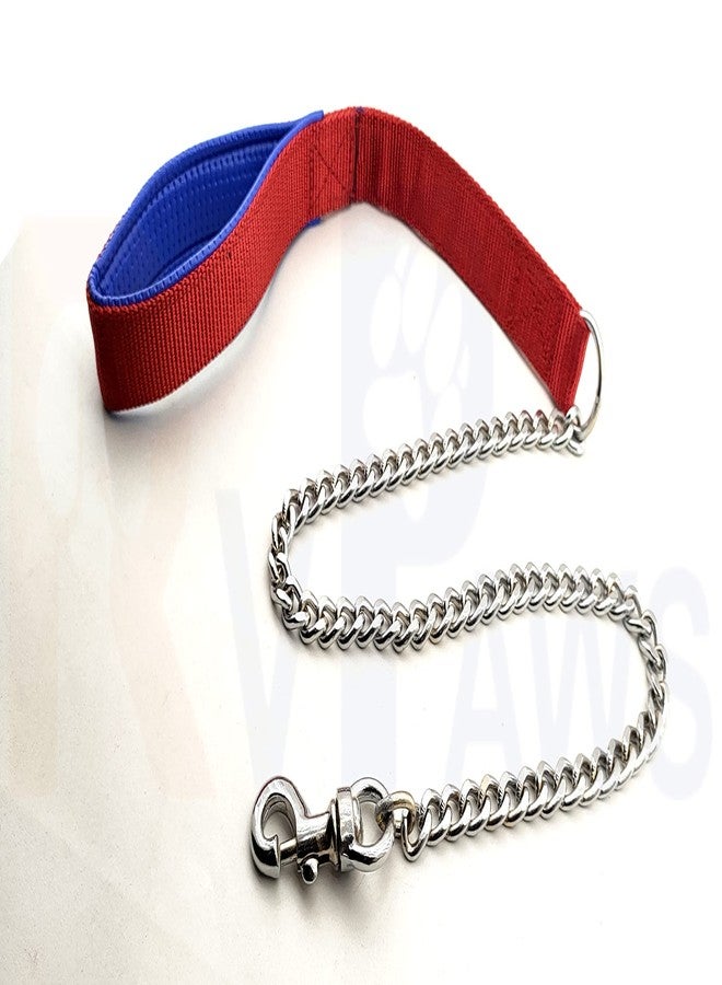 Pups&Pets Heavy Duty Brass Hook Leash Handle Chain 50 Inch Metal Dog Leash, Heavy Duty Chew Proof Pet Leash Chain with Padded Handle for Outdoor Training - Image 1